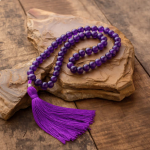 Purple Amethyst Necklace Japa Mala 108 + 1 Bead (Knotted)